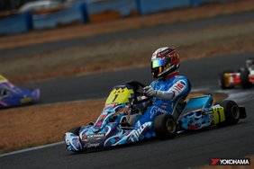 [Translate to Spanish:] Drago Corse team member Taichi Watarai competing in the OK class of the 2021 All Japan Karting Championship